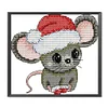 Santa Hat Mouse - 14CT Stamped Cross Stitch 16*15cm/6.3*5.91in(Brand)