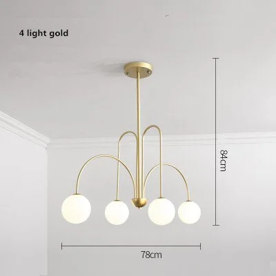 Modern Nordic Glass  G9 Led Pendant Chandelier Living Room Lighting Paint Black / White / Gold Rod Hanging Chandelier Lighting