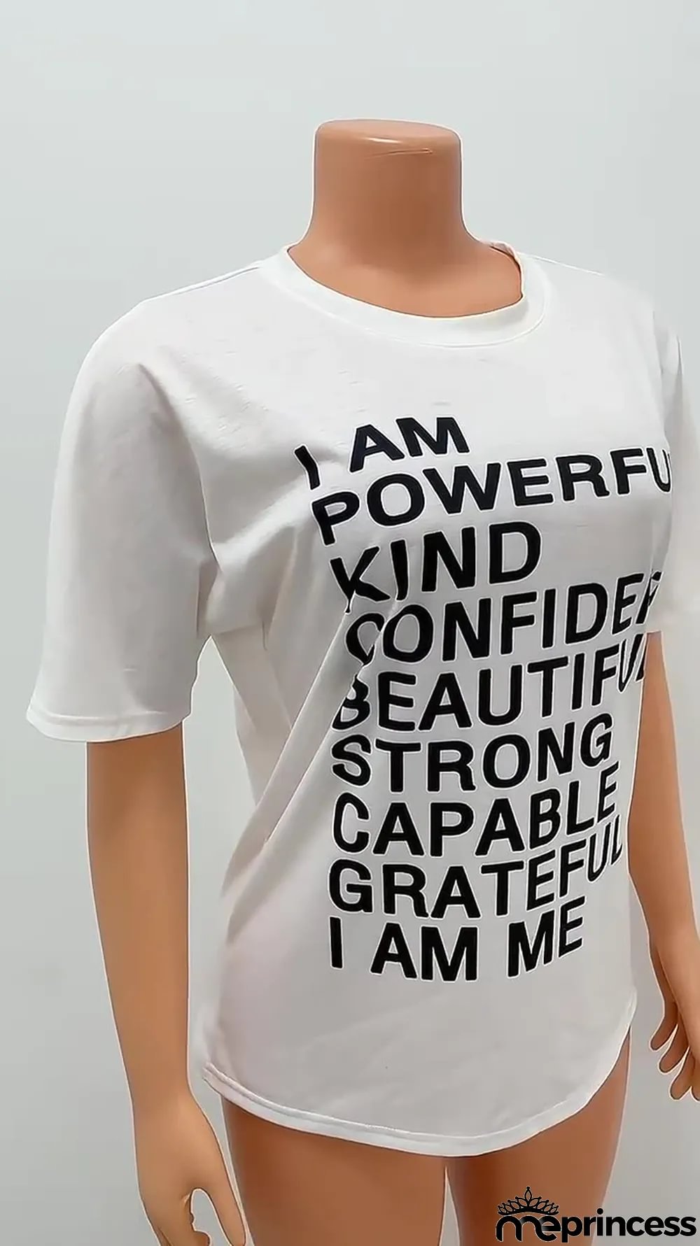 Summer Fashion Casual White Print Ladies T-Shirt