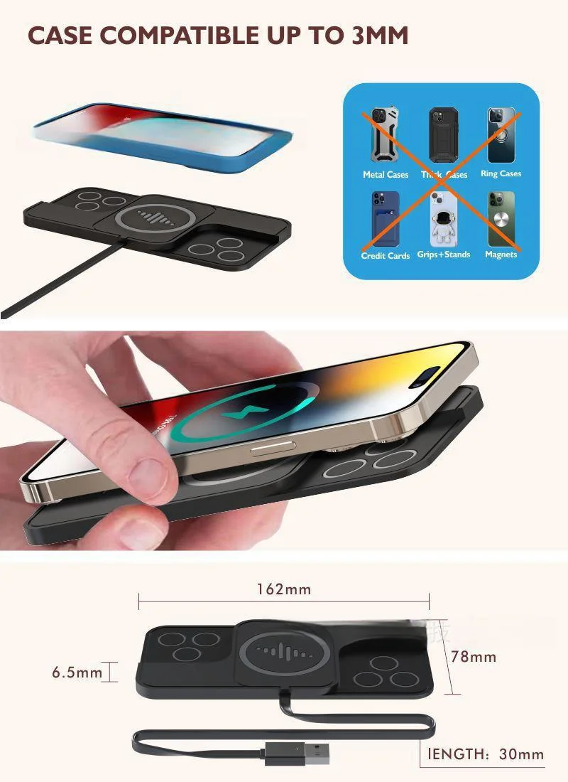Ultra-thin car and home 2-in-1 anti-slip pad wireless charger