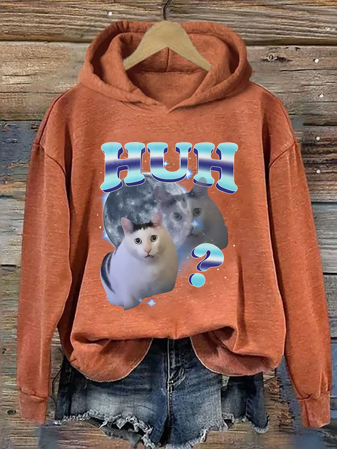 HUH Funny Cat Meme Hoodie