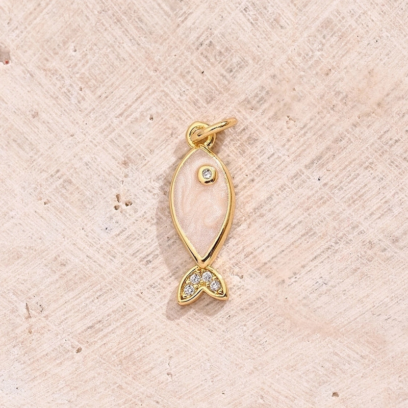 1 Pc/Package 17×16.5mm 19x7mm 23x9mm Hole 3~3.9mm Copper Zircon 18K Gold Plated White Gold Plated Fish Carp Polished Pendant Jewelry Accessories