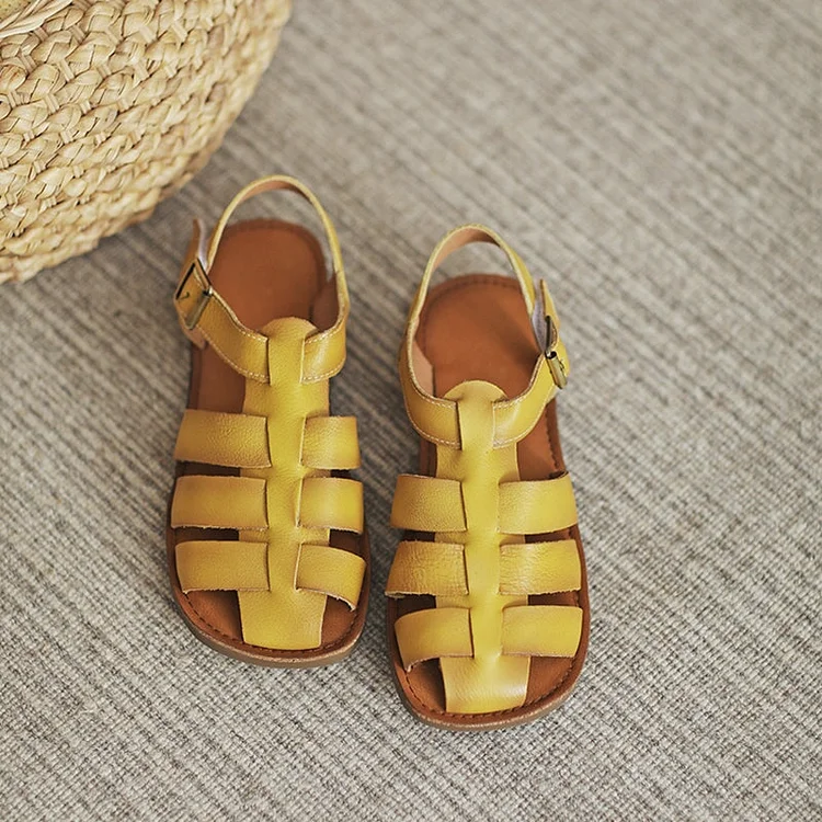 Vintage Genuine Leather Fisherman's Flat Roman Sandals shopify Stunahome.com