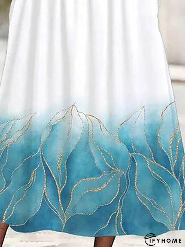 Two Piece Dress Set Casual Dress Dress Set Outdoor Daily Fashion Streetwear Pocket Print Midi Dress Crew Neck Half Sleeve Leaf Ombre Regular Fit Blue Summer Spring S M L XL XXL for Women | IFYHOME