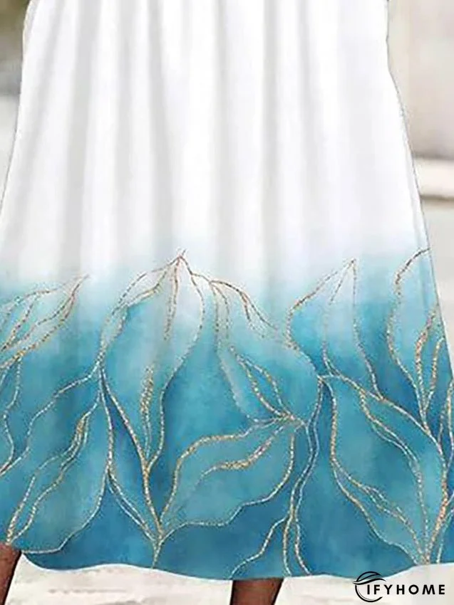 Two Piece Dress Set Casual Dress Dress Set Outdoor Daily Fashion Streetwear Pocket Print Midi Dress Crew Neck Half Sleeve Leaf Ombre Regular Fit Blue Summer Spring S M L XL XXL for Women | IFYHOME
