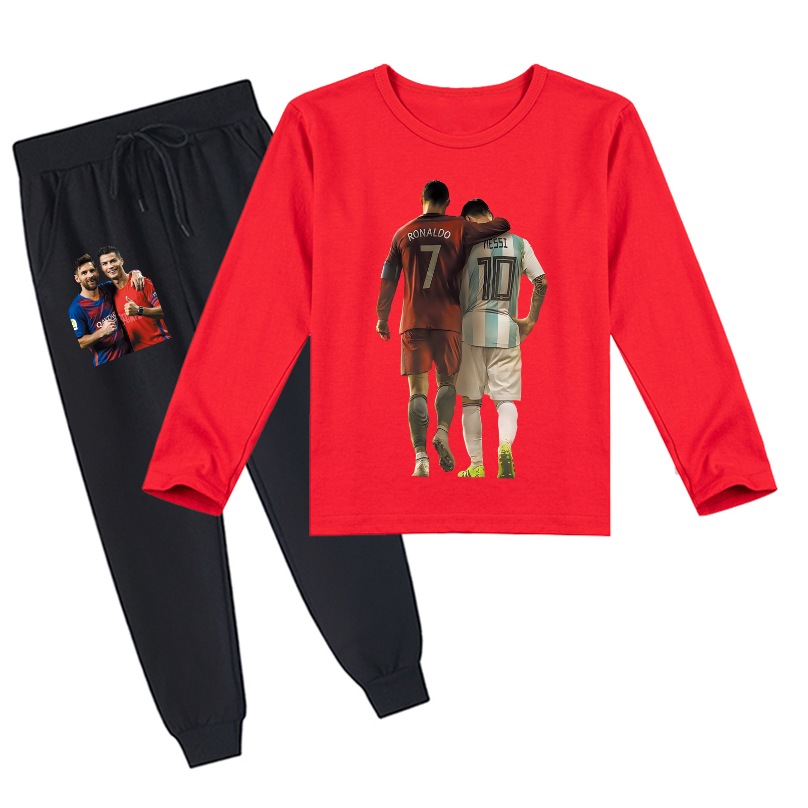 Mayoulove Kids' Cristiano Ronaldo Long Sleeve T-Shirt Set - Perfect for Boys  Girls, Stylish Soccer Fan Gear-Mayoulove