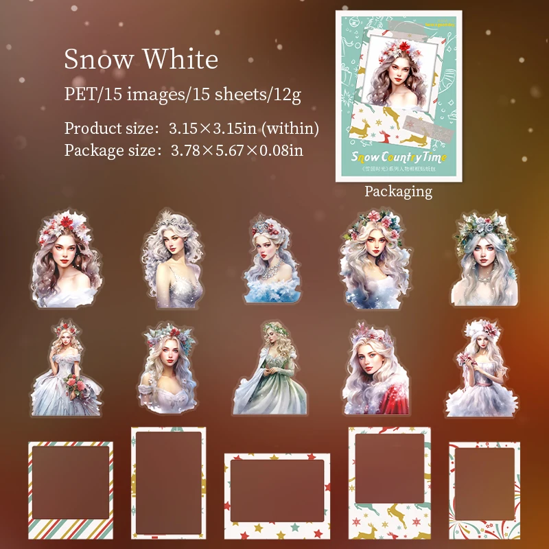 Journalsay Snow Country Time Series Vintage Character Photo Frame PET Sticker 