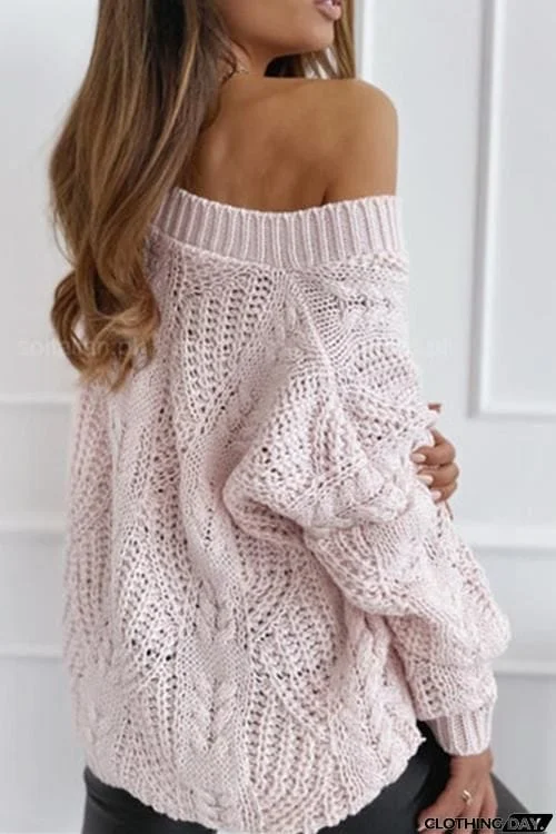 Hollow V Neck Loose Sweater