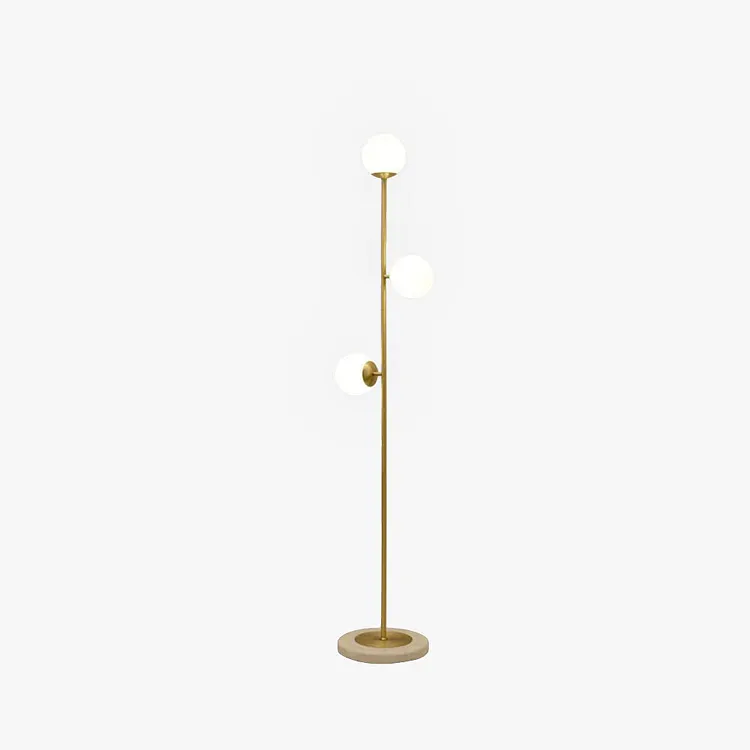 Valentina Modern Globe Brass/Glass Floor Lamp, 3 Heads