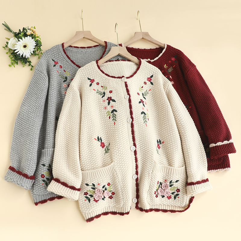 Chicfifth Sweater Women Winter Long Sleeve High Quality Autumn Vintage Top Knitted Cardigan