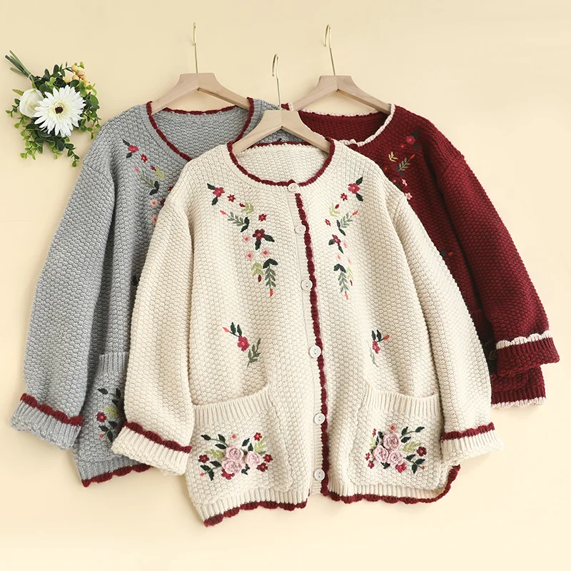 Chicfifth Sweater Women Winter Long Sleeve High Quality Autumn Vintage Top Knitted Cardigan