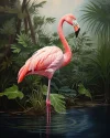 Flamingo - runder Bohrer Diamantmalerei - 40*50cm