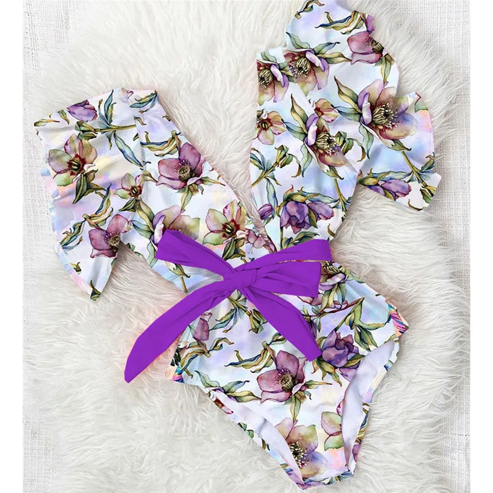 2020 Sexy New Ruffle One Piece Swimsuit Off The Shoulder Swimwear Women Swimsuit Deep-V Bathing Suits Beach Wear Swim Suit