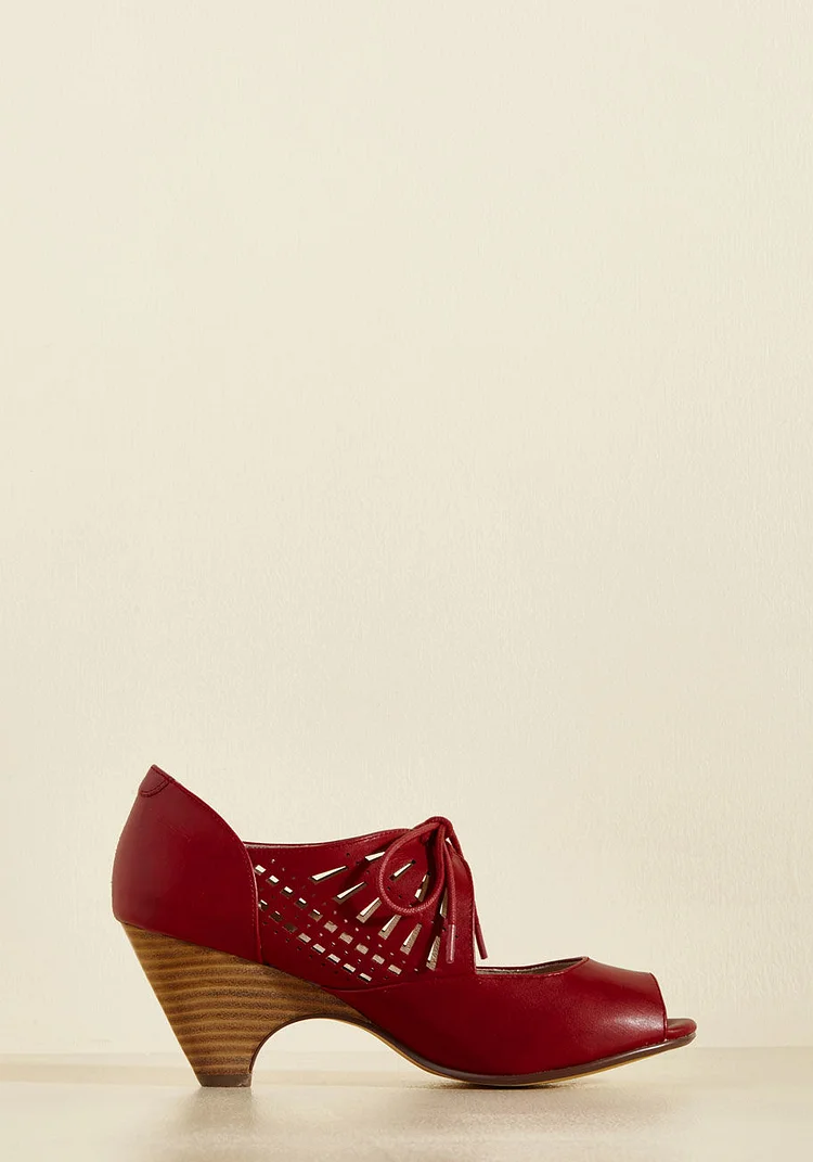 Burgundy laser cut sales heels