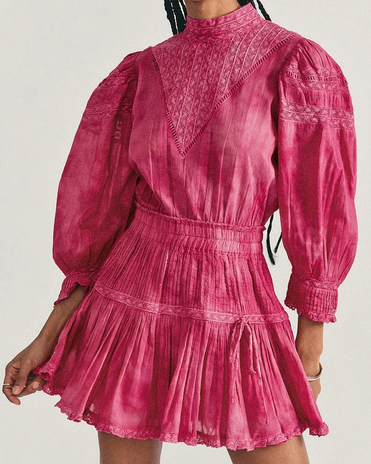 Long sleeve printed mini dress