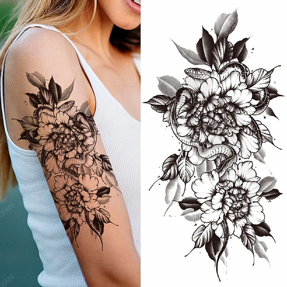 Big Rose Waterproof Temporary Tattoo Flower Butterfly Bird Hipster Fashion Woman Fake Body Arm Sticker Man Tatoo Art Leg Totem