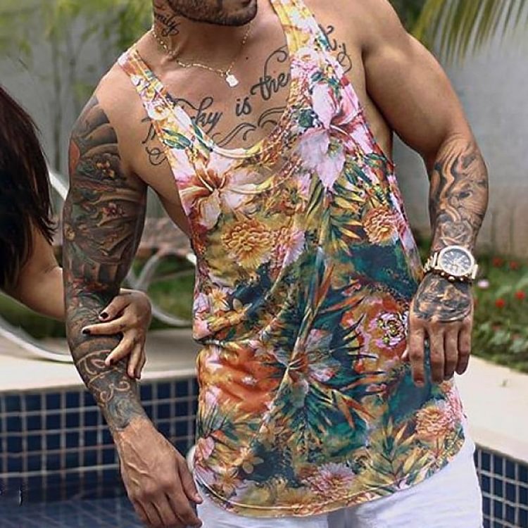 Seaside holiday floral print vest