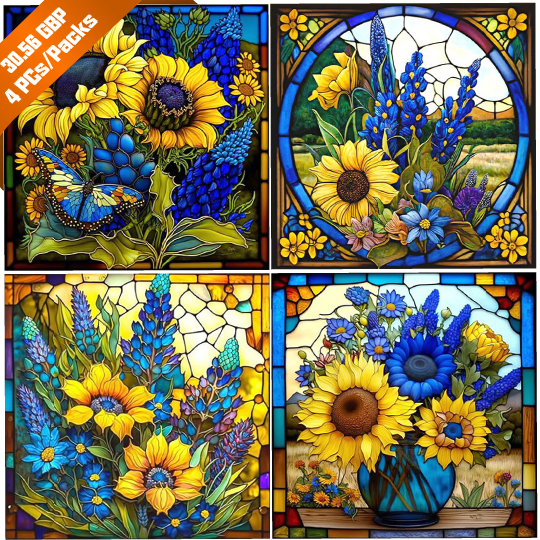 Glass Painting - Sunflower - Full Square Drill Diamond Painting - 40*40CM(Picture)