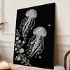 (30x40cm)Two Jellyfish DIY Pearl Painting Framed Grape Handmade Pearl Material Art Kit Living Room Decor