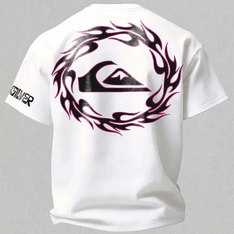 Tribal Flame Quiksilver Logo Printed Men's T-shirt