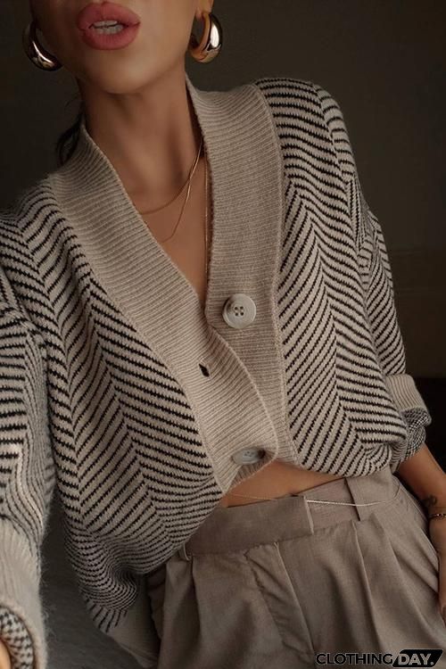 Stripe Button Cardigan