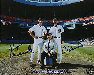 ERNIE HARWELL AL KALINE ALAN TRAMMELL Detroit Tigers REPRINTED signed 8x10 Photo Poster painting