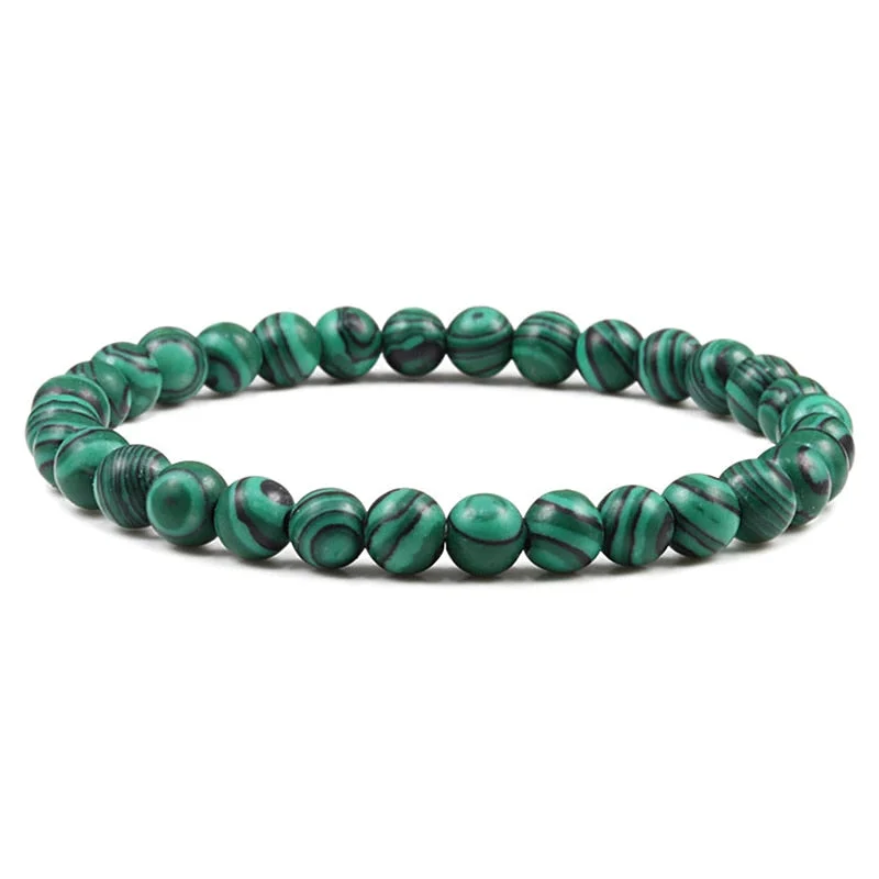 Christmas Gift 6mm Malachite Stone Bracelet Classic Natural Bead Men Bracelets&Bangles Healing Balance Elastic Handmade Charm Jewelry for Women