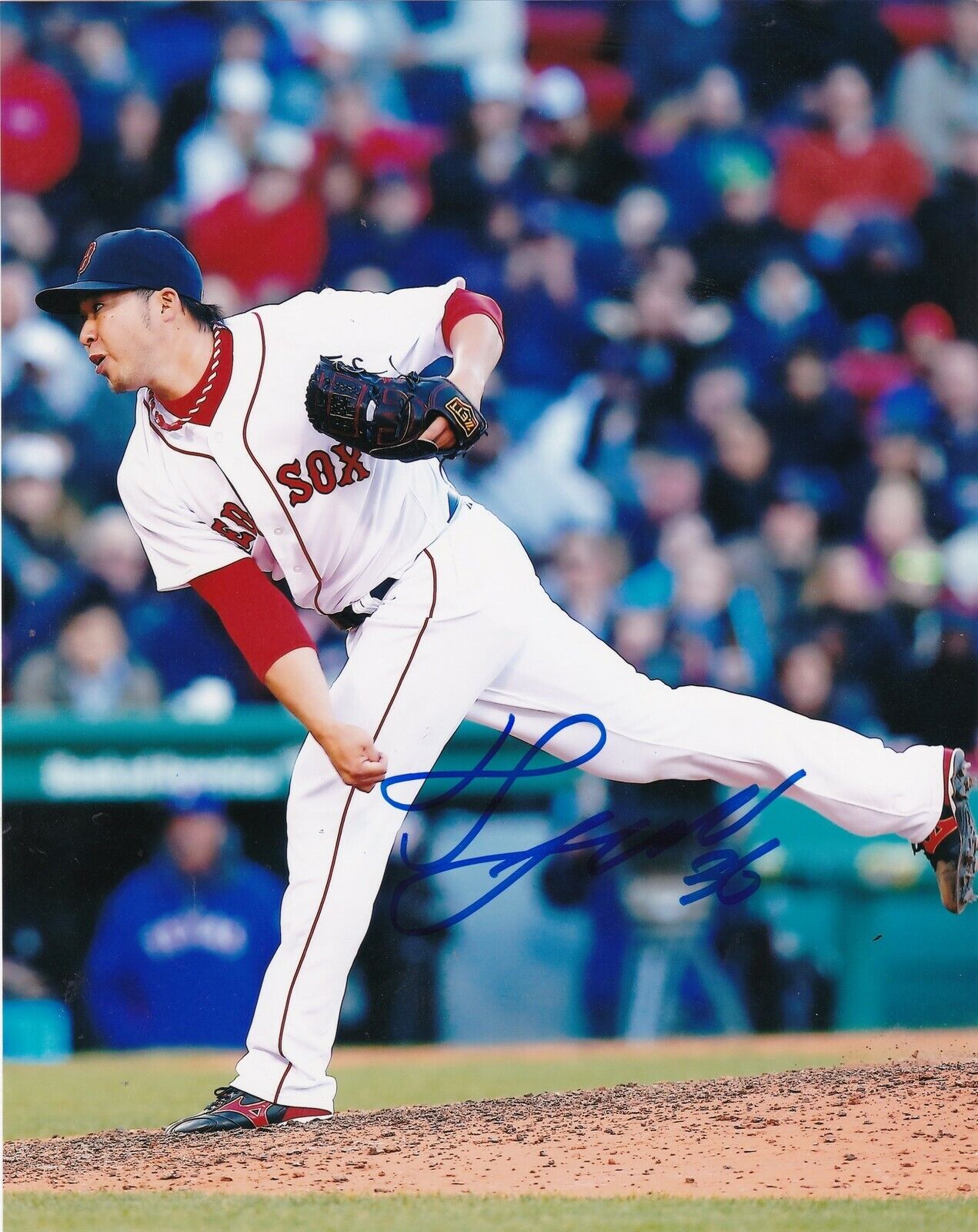 JUNICHI TAZAWA BOSTON RED SOX ACTION SIGNED 8x10