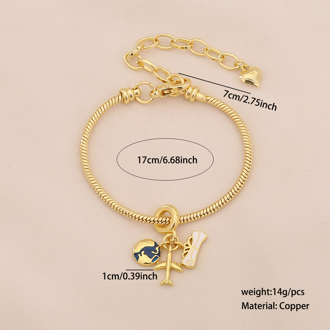 Airplane Luggage Earth Element Bracelet Pando Diy Hand Jewelry B630