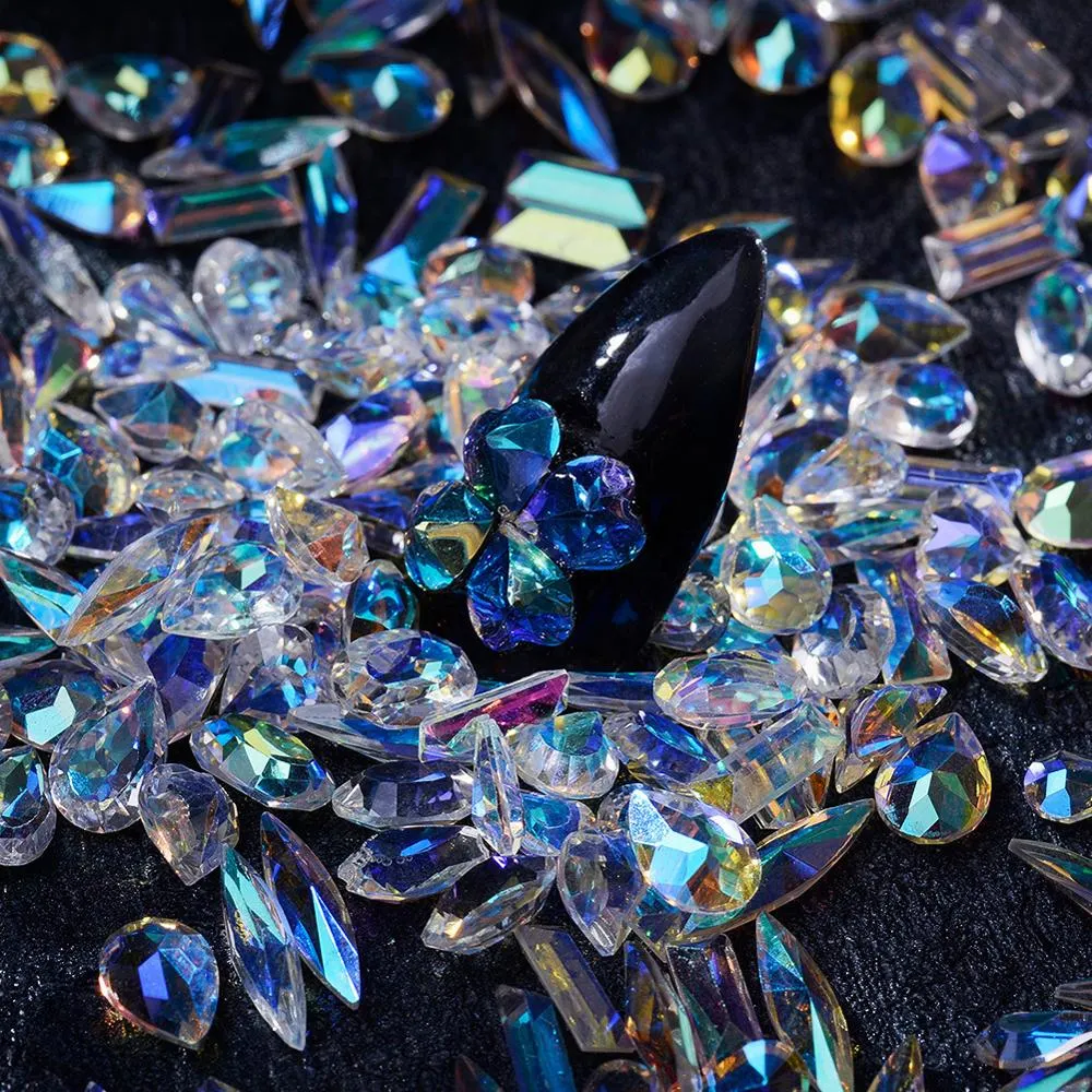 Mixed 3D AB Diamond Gems Nail Glitter Rhinestones Nail Art Decorations Shiny Stones Charm Manicure Accessories-Nail Inspo