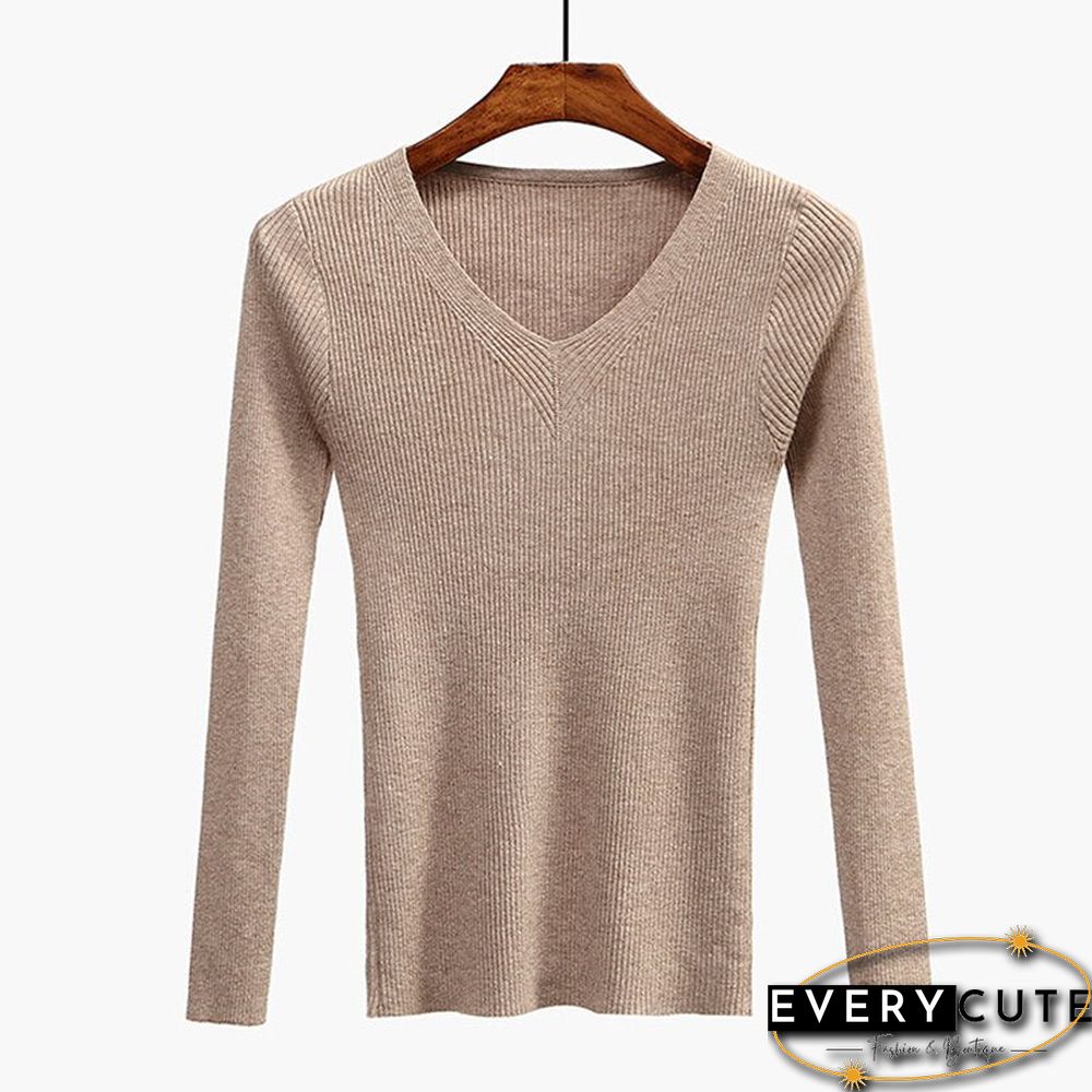 Christmas Gift V-Neck Women Sweater Slim Sexy Pullover New Autumn Winter Tops Women Knitted Pullovers Long Sleeve Shirt Female Brand