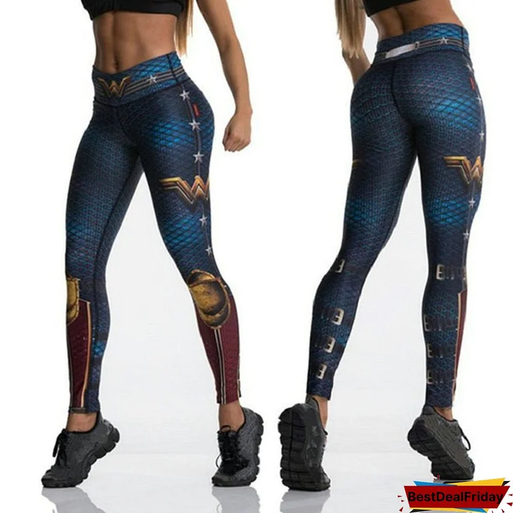 Buteefull Female High Pants Fitness Leggings Wonder Woman Stretch Pants Exercise Workout Clothes