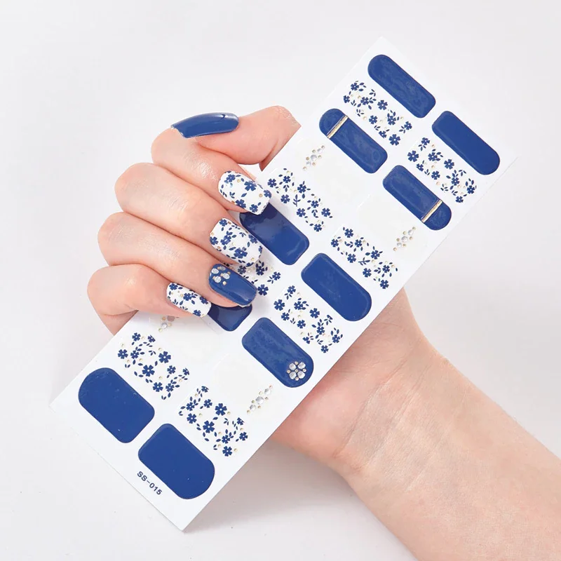 Churchf Fashionable Blue Diamonds Nail Art Stickers Collection Manicure DIY Nail Polish Strips Wraps for Party Decor-Nail Inspo