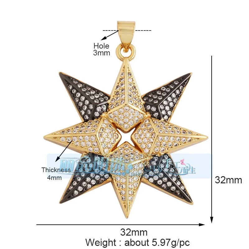 1 Piece 12 * 23mm 15*15mm 5*12mm Hole 5~5.9mm Half 925 Silver Zircon Sun Moon Pendant Jewelry Accessories