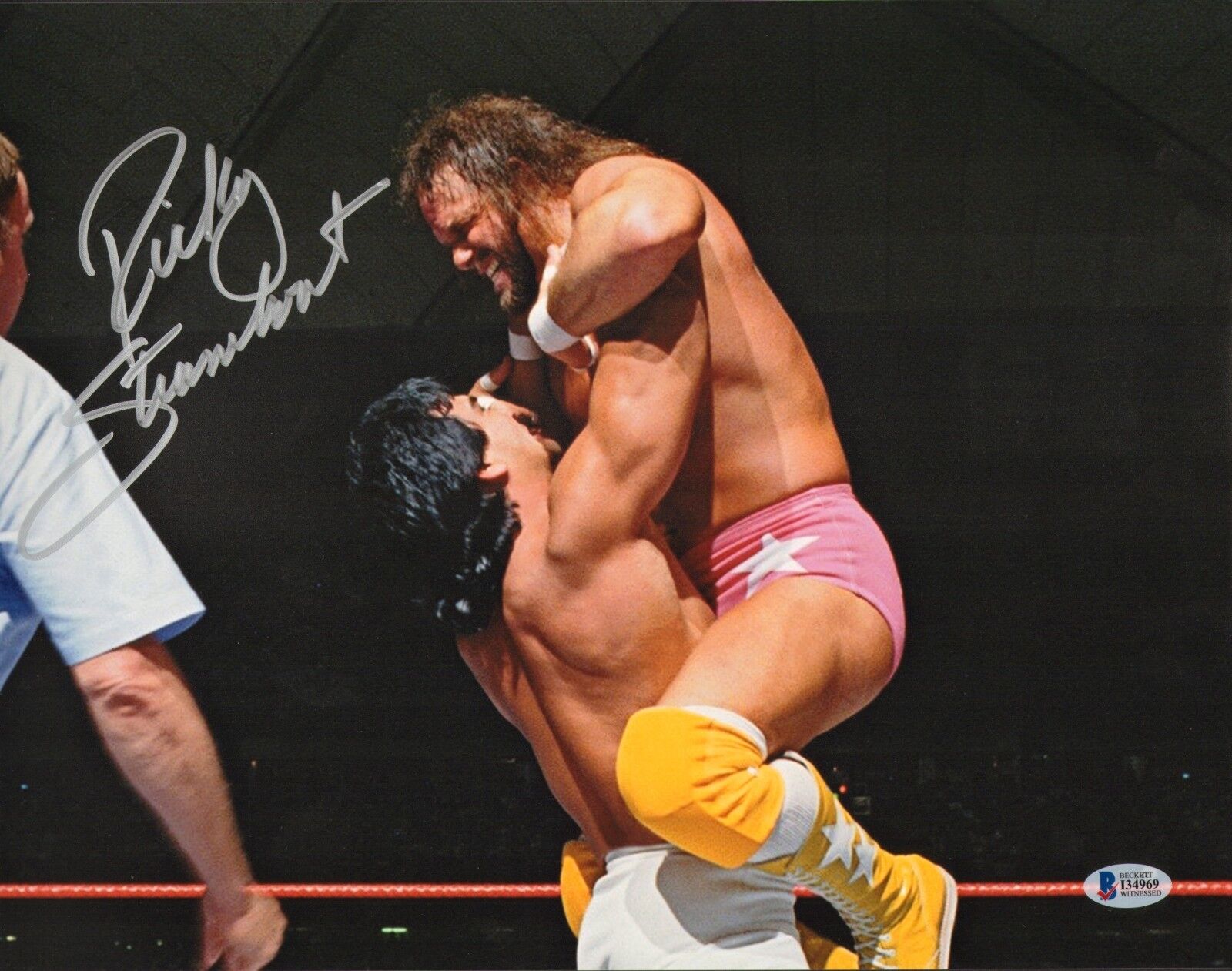 Ricky Steamboat Signed WWE 11x14 Photo Poster painting BAS COA Wrestlemania 3 v Macho Man Savage