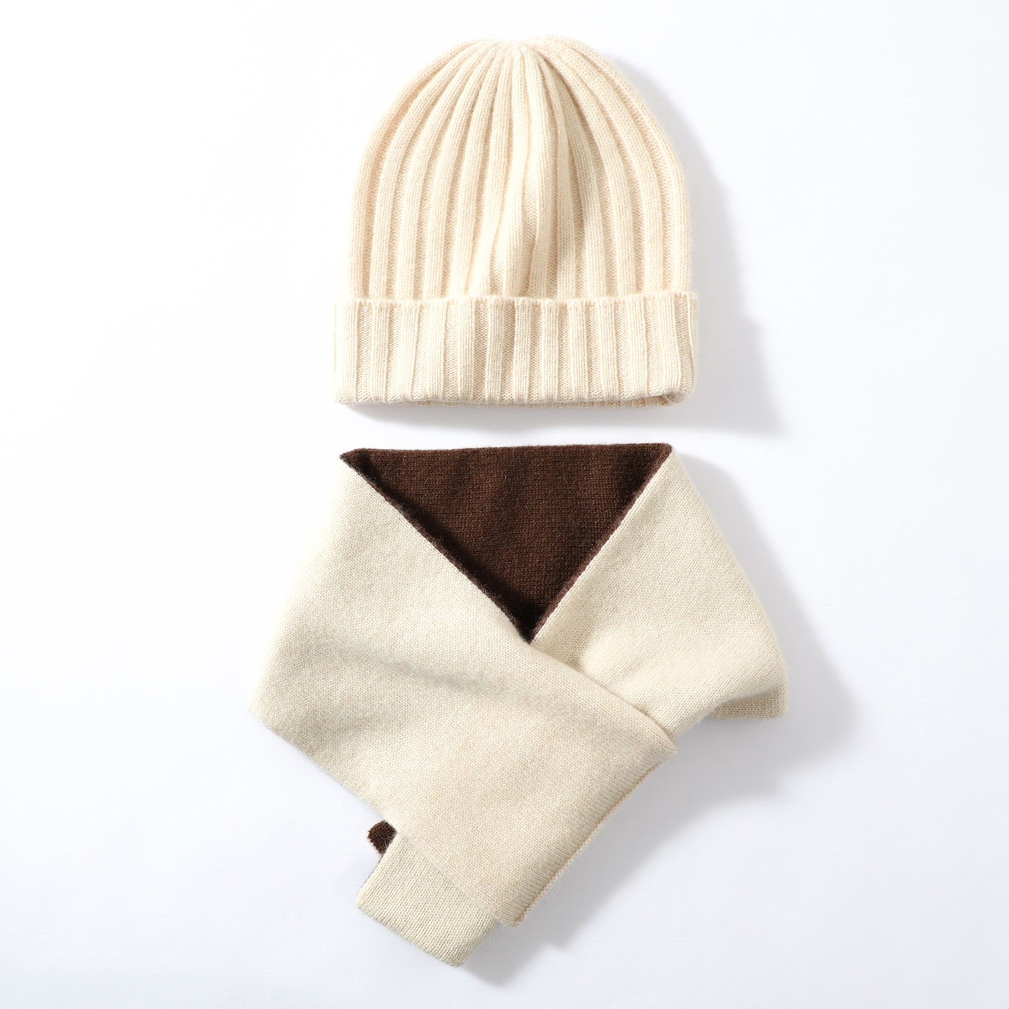 Kids' Cashmere Ribbed Knit Hat and Scarf Set REAL SILK LIFE