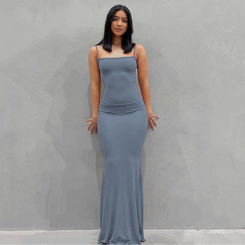 Hugcitar Satin Slip Sleeveless Backless Slim Sexy Maxi Dress 2022 Spring Women  Party Y2K Concise Bodycon Elegant  Clothing