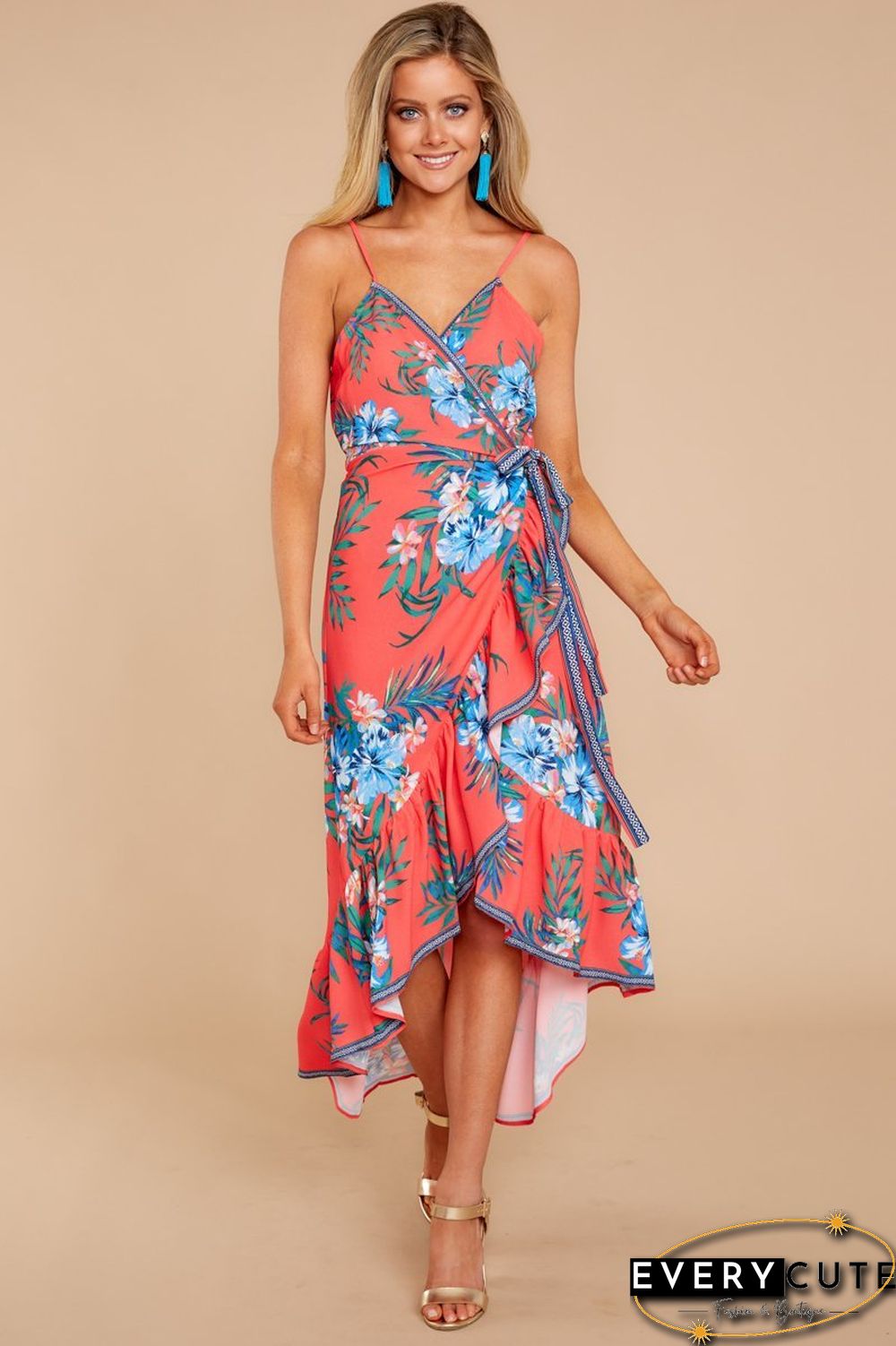 Long Way Home Tropical Print Dress
