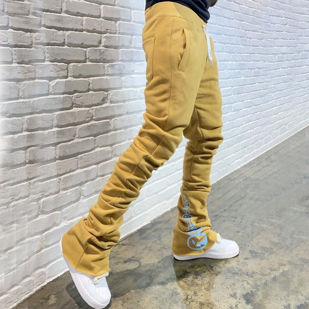 Casual smiley print men's sports trousers