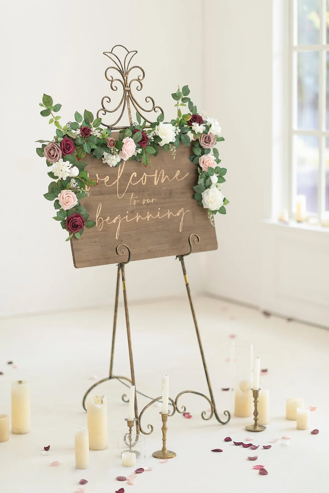 5ft Flower Garlands in Dusty Rose & Cream