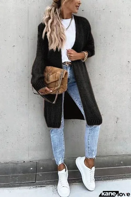 Fashion Long Sleeve Casual Simple Cardigan