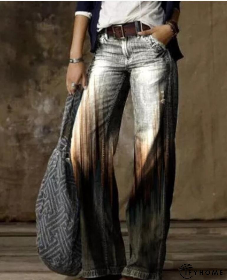 Floral Women's High Waist Straight Leg Wide Fashion Loose Jeans | IFYHOME