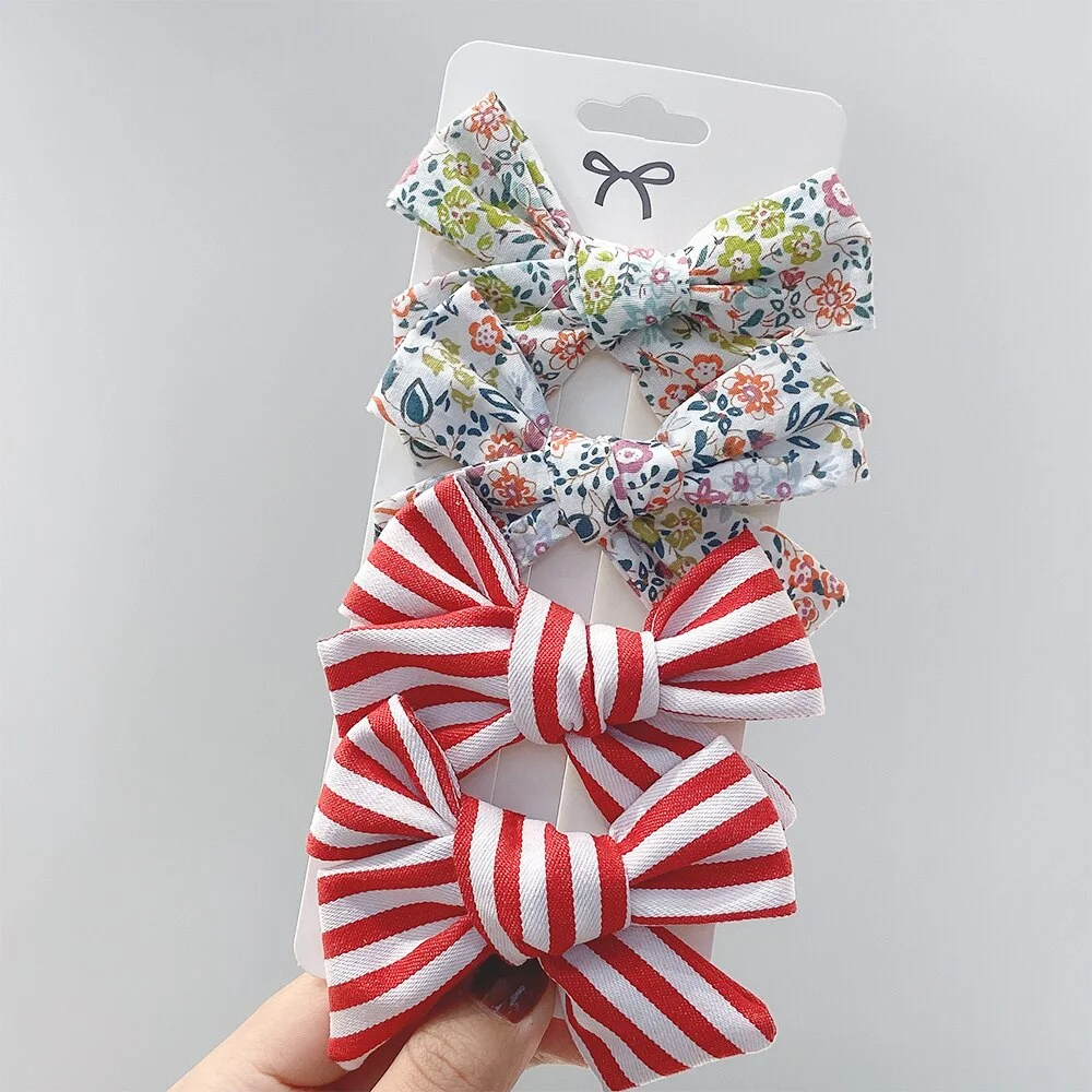 4Pcs/set 2021 New Sweet Leopard Printed Hair Clips For Cute Girls Bowknot Barrettes Safty Hairpin Headwear Kids Hair Accessories