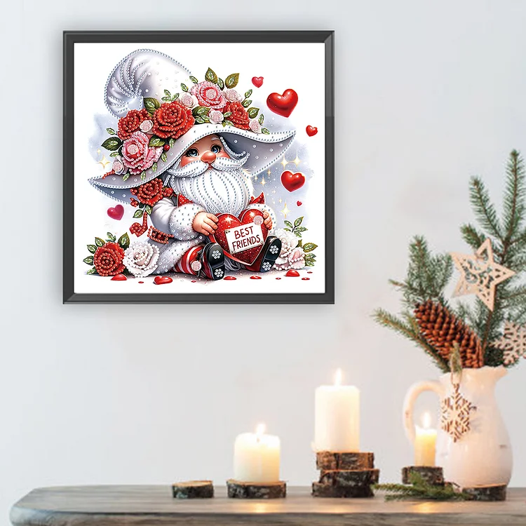 Diamond Painting - Full Round - Valentines Day Gnome(30*30cm)-1117916.06