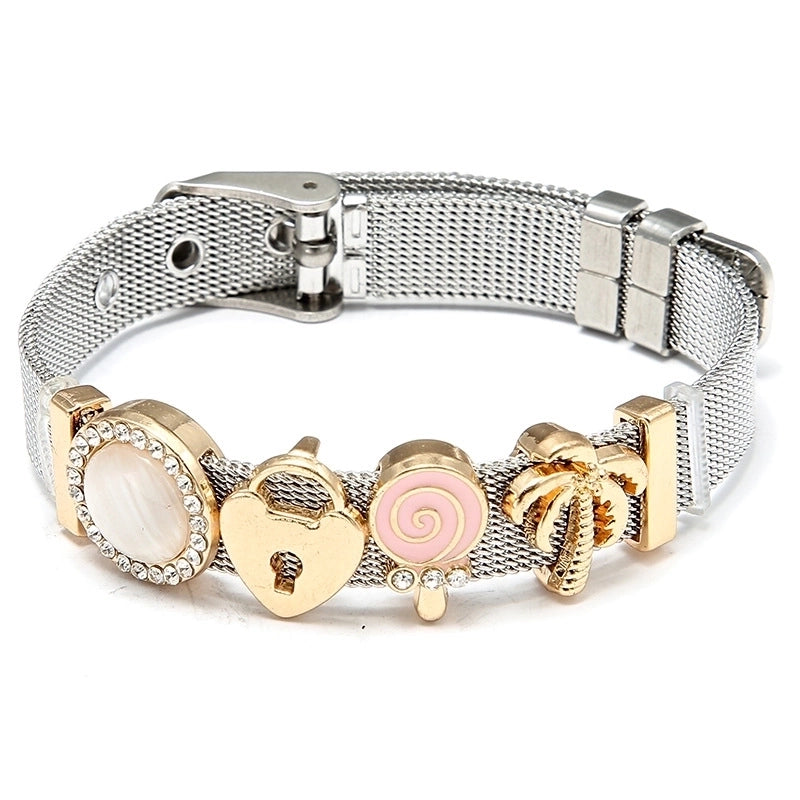 Cute Minimalist Heart Shape Titanium Steel Bracelets In Bulk