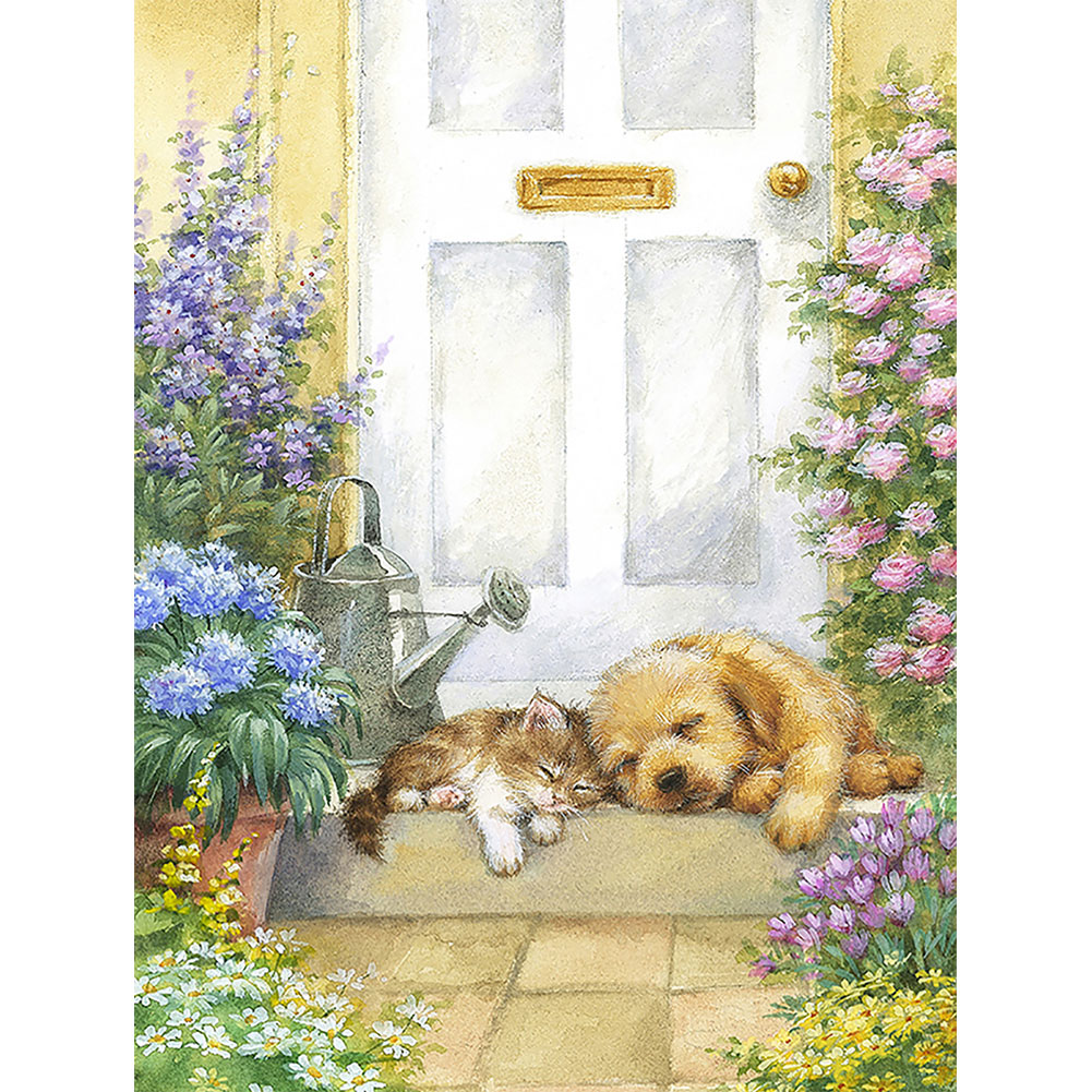 

Cat and Dog - Round Drill Diamond Painting - 30*40CM, 501 Original