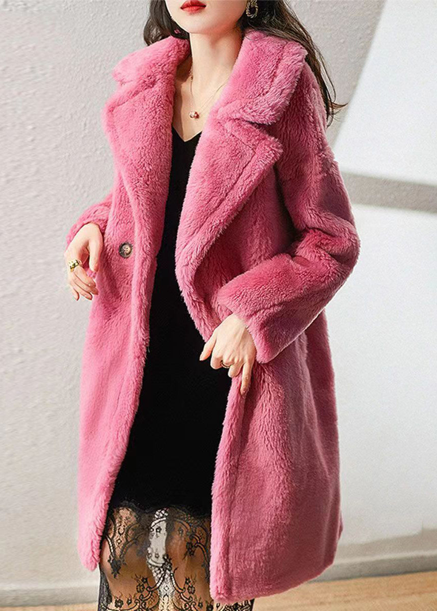 VCSHOES Rose Peter Pan Collar Pockets Patchwork Wool Coat Winter