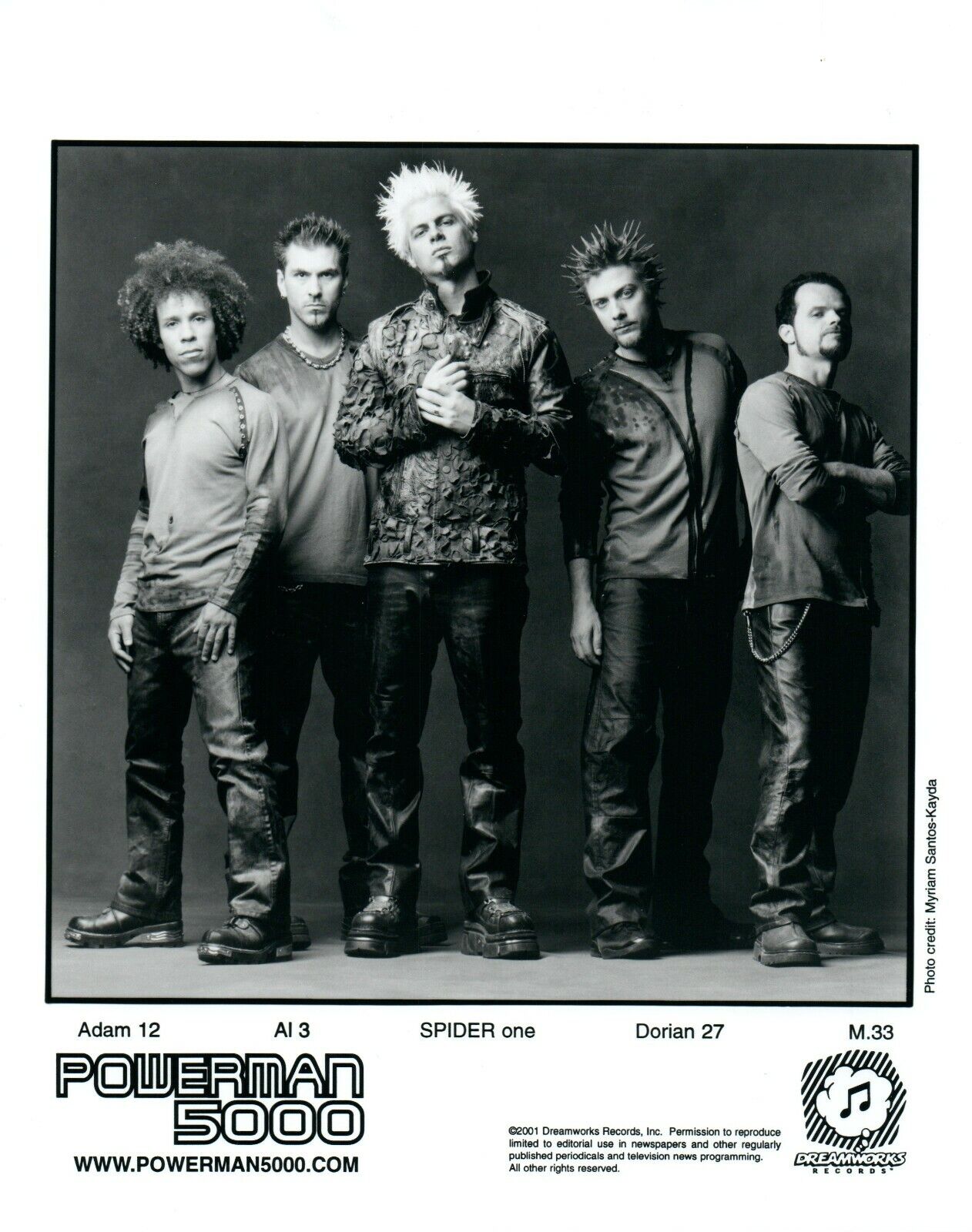 POWERMAN 5000 Rock Metal Music Band 8x10 Promo Press Photo Poster painting Dreamworks 2001