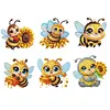 6PCS-Big-Eyed abeille-diamant aimant r&eacute;frig&eacute;rateur