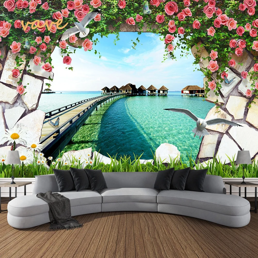 Nigikala Flower Plant Fabric Large Tapestry Wall Hanging Boho Hippie Green Floral Cloth Tapestry Aesthetic Bedroom Room Decor